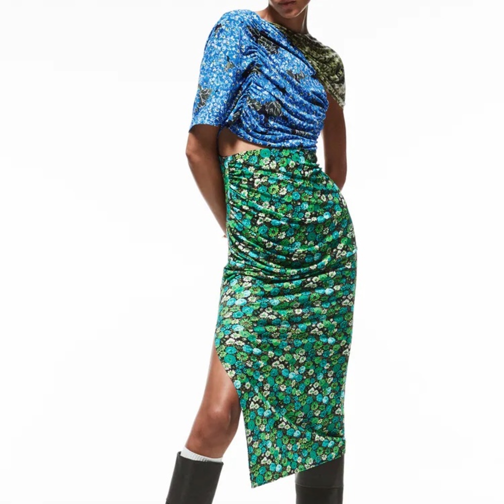 NEW W/ TAG Zara Asymmetrical Floral Print Midi Dress